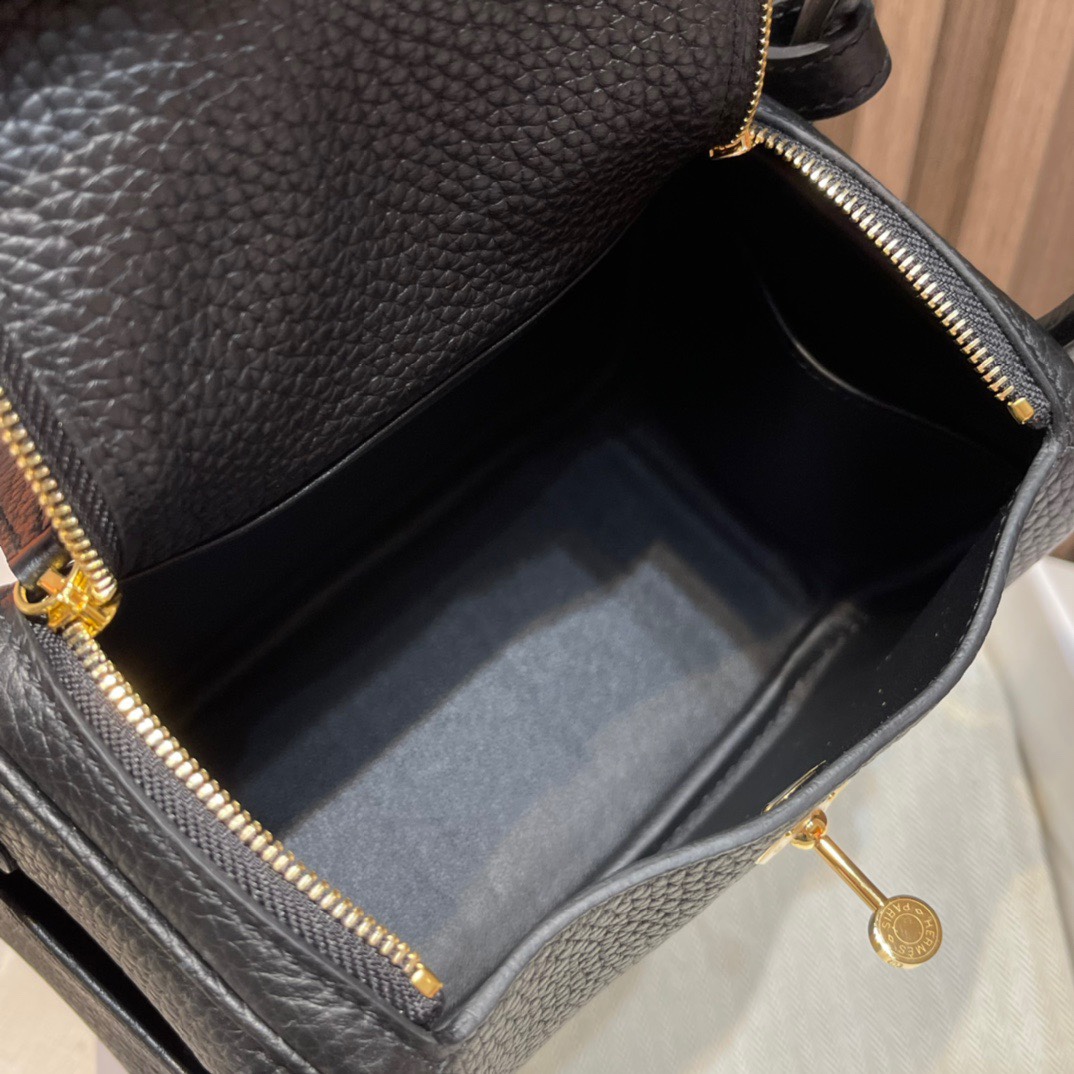 HERMES 爱马仕 Lindy 18cm 89 Nior 经典黑 TOGO 进口蜜蜡线 全手工制作