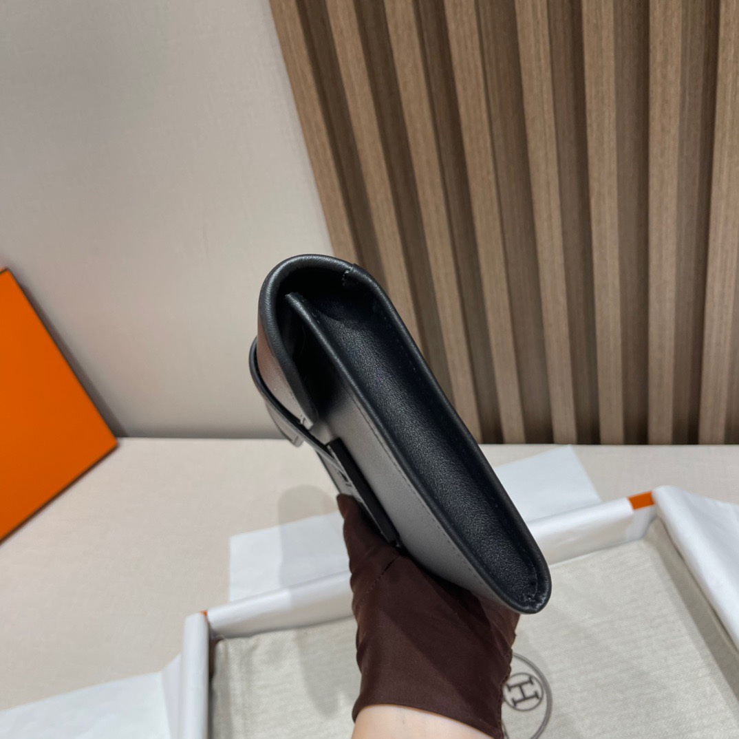 HERMES 爱马仕 Jige Elan 29 Clutch 手拿包 Swift 皮 89 黑色 进口蜜蜡线 全手工制作