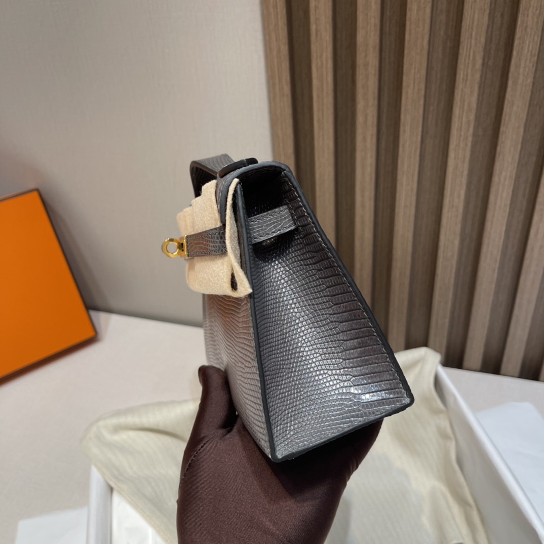 HERMES 爱马仕Mini Kelly 1代 迷你凯莉 81 Gris Tourterelle 斑鸠灰 蜥蜴皮 Birkinx娇娇名品