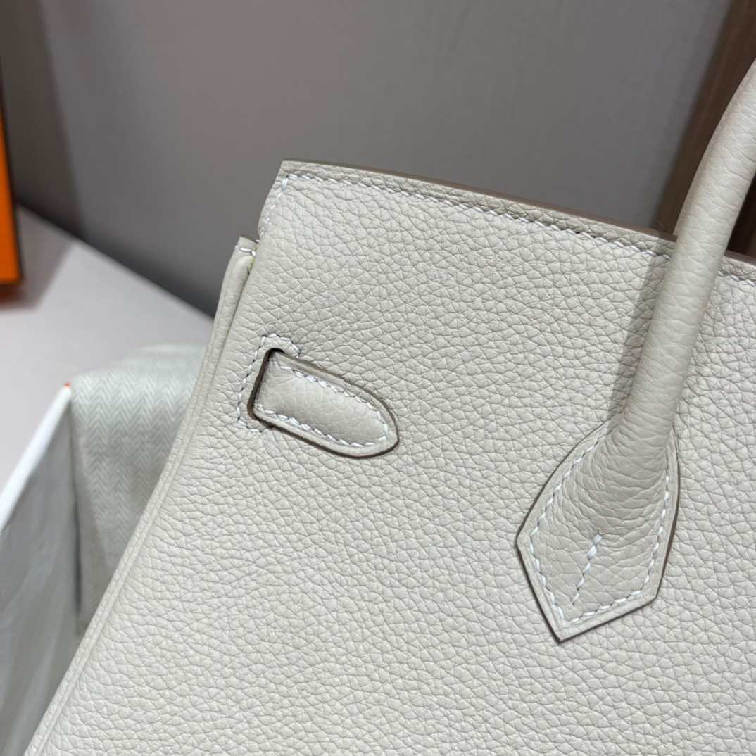 HERMES 爱马仕 Birkin 25cm 10 Craie 奶昔白 进口蜜蜡线 全手工制作 娇娇名品