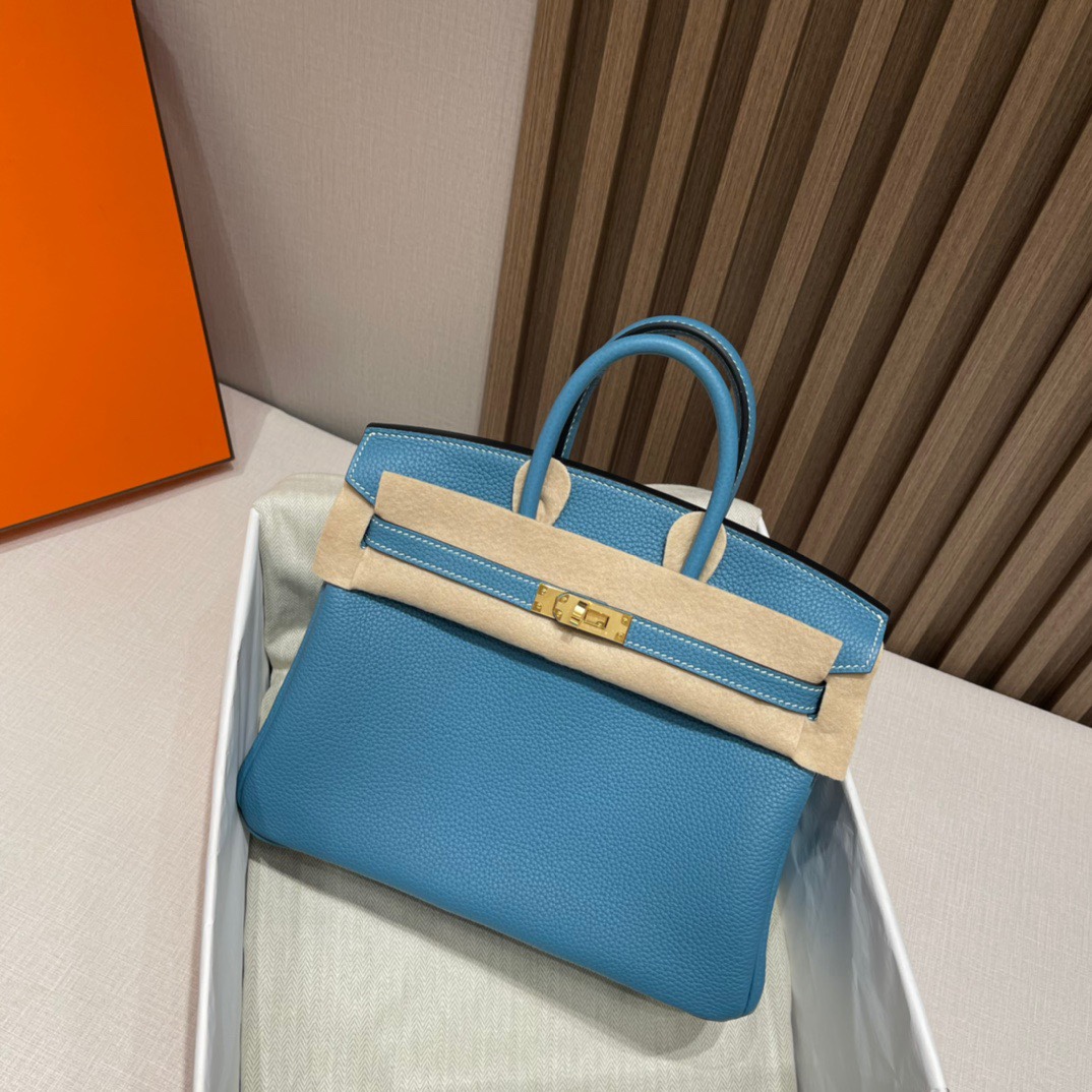 HERMES 爱马仕 Birkin 25cm 75 Blue Jean牛仔蓝 进口蜜蜡线 全手工制作 娇娇名品