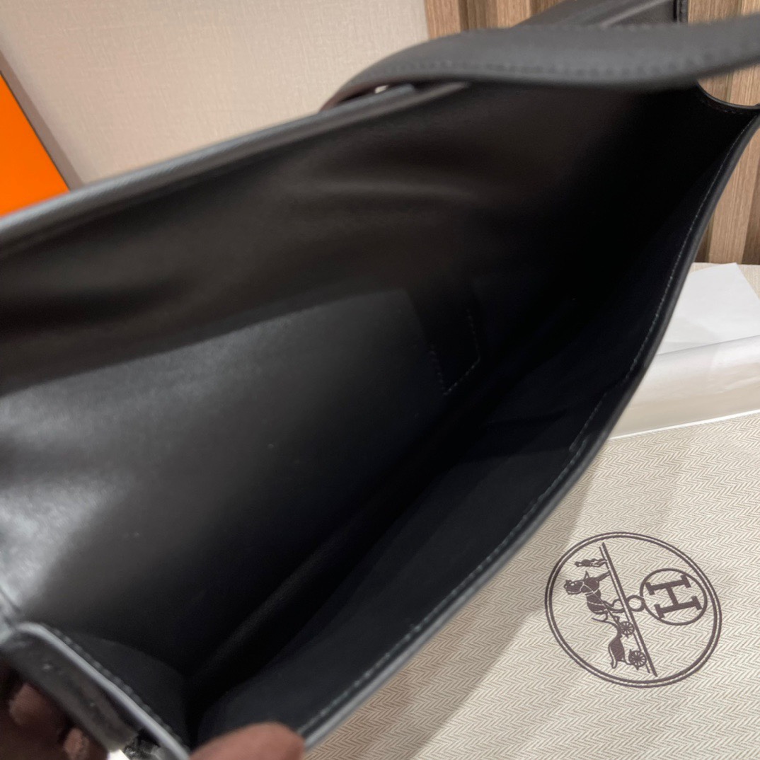 HERMES 爱马仕 Jige Elan 29 Clutch 手拿包 Swift 皮 89 黑色 进口蜜蜡线 全手工制作