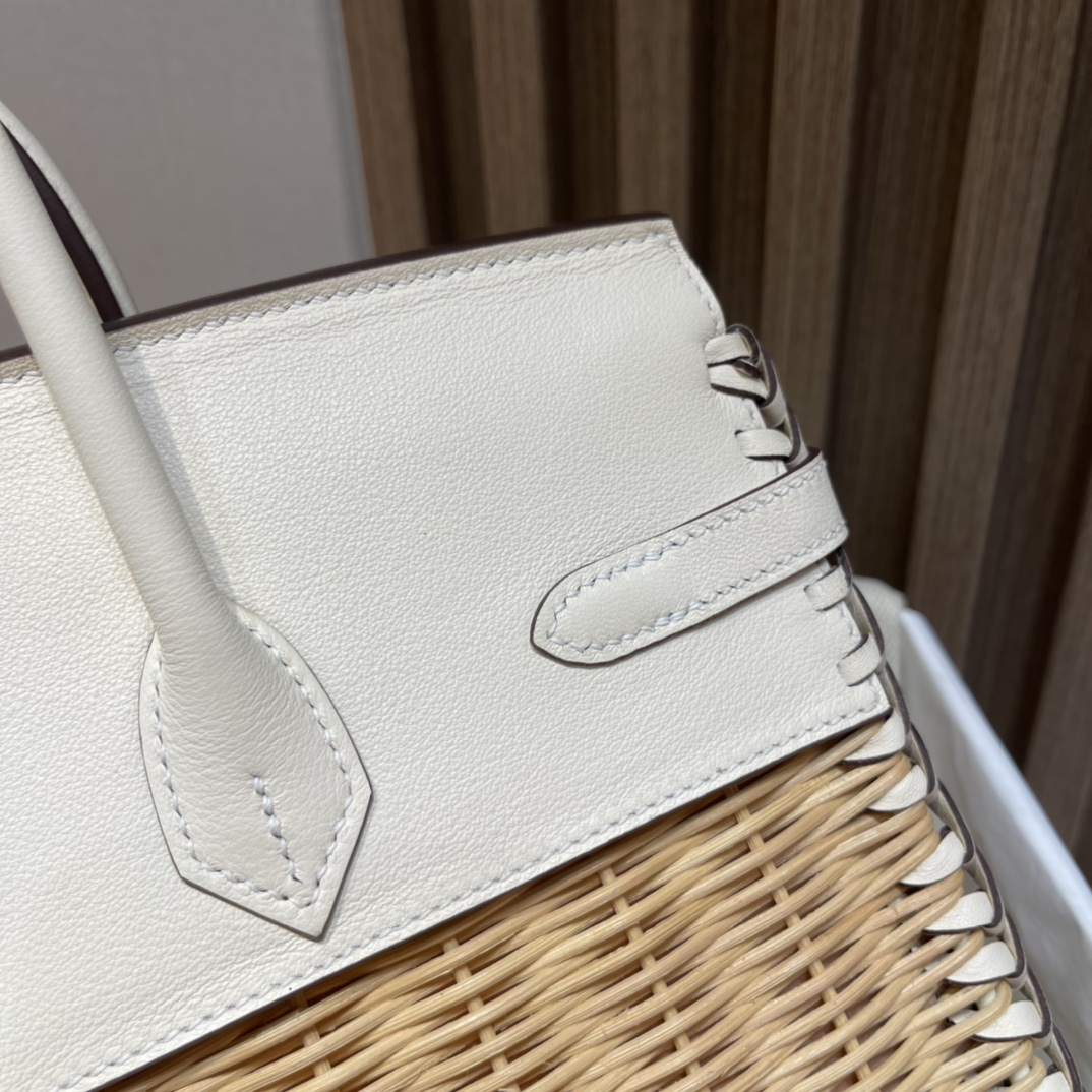 HERMES 爱马仕 Birkin Picnic 野餐包 限量版  i2 奶油白Nata 高级感拉满 口蜜蜡线 全手工制作