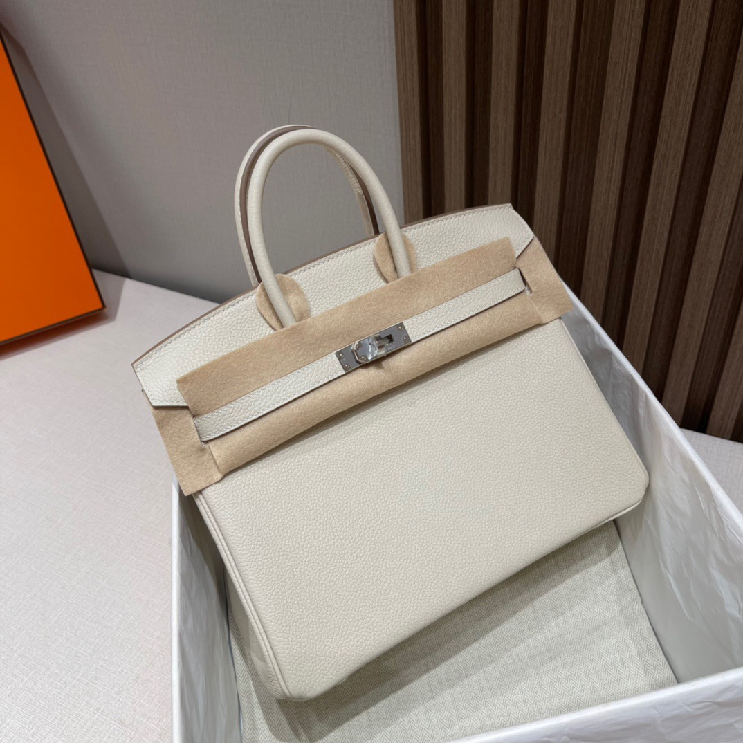 HERMES 爱马仕 Birkin 25cm 10 Craie 奶昔白 进口蜜蜡线 全手工制作 娇娇名品