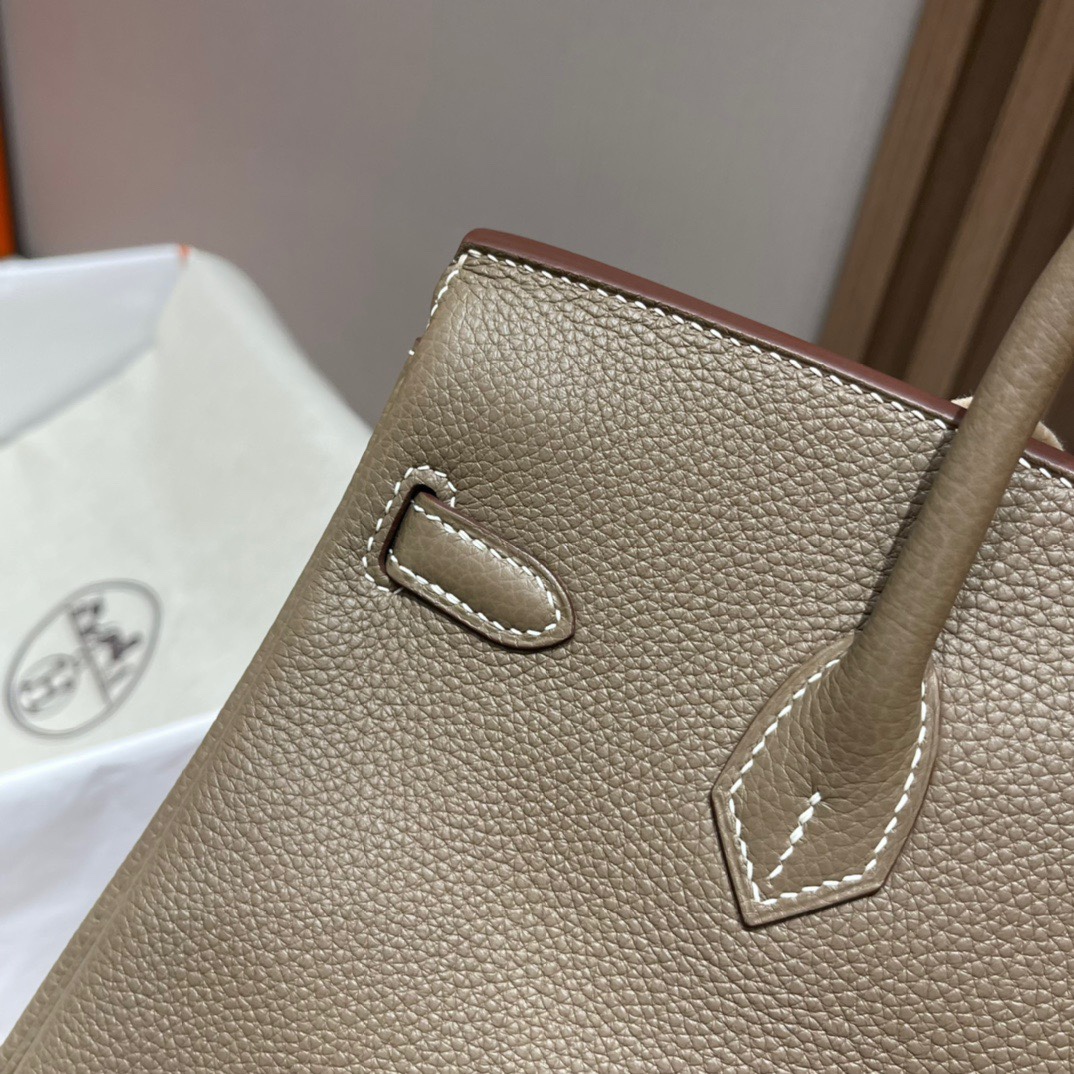 HERMES 爱马仕 Birkin 25cm 8C Gri Elephant 大象灰 进口蜜蜡线 全手工制作 娇娇名品
