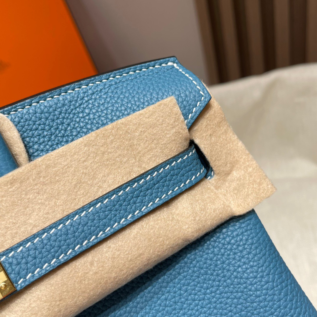 HERMES 爱马仕 Birkin 25cm 75 Blue Jean牛仔蓝 进口蜜蜡线 全手工制作 娇娇名品