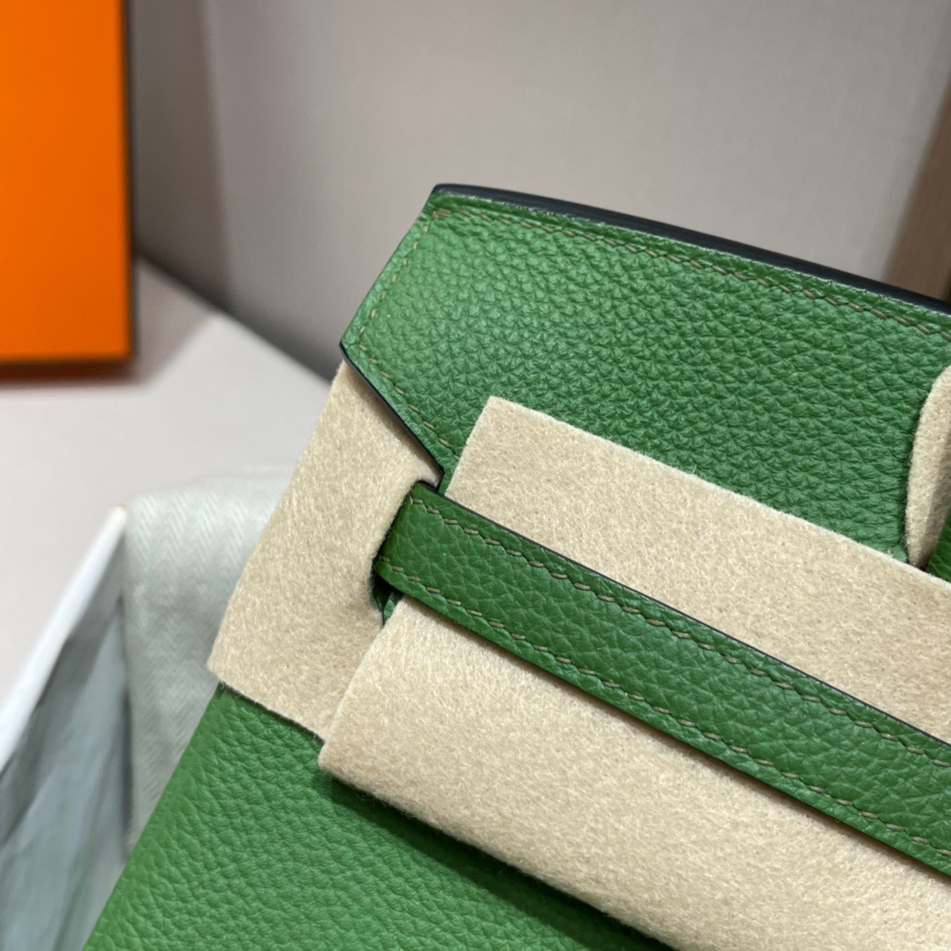 HERMES 爱马仕 Birkin 25cm 1K Bambou竹绿色 进口蜜蜡线 全手工制作 娇娇名品