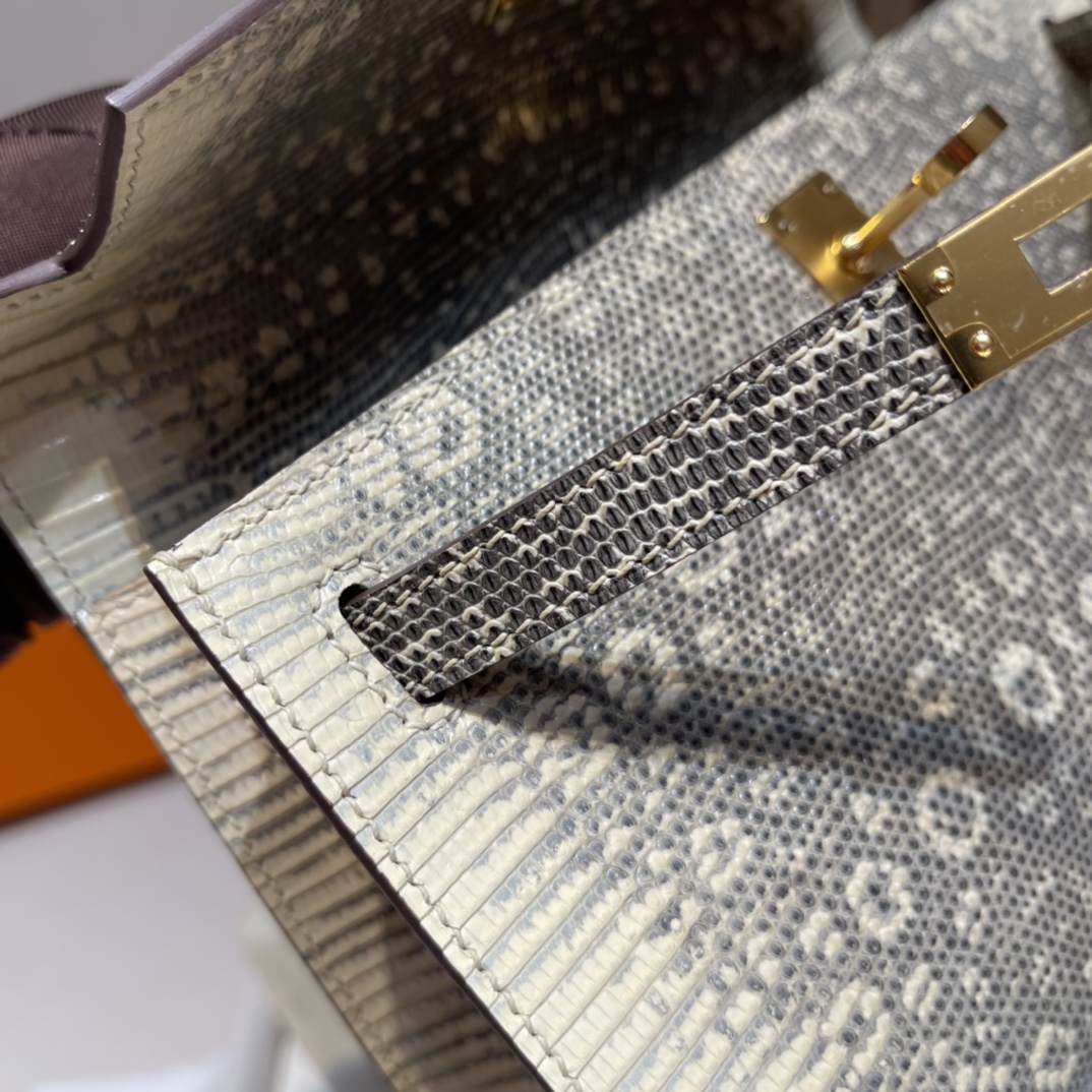 HERMES 爱马仕Mini Kelly 1代 迷你凯莉 1B 雪花色 蜥蜴皮 Birkinx娇娇名品