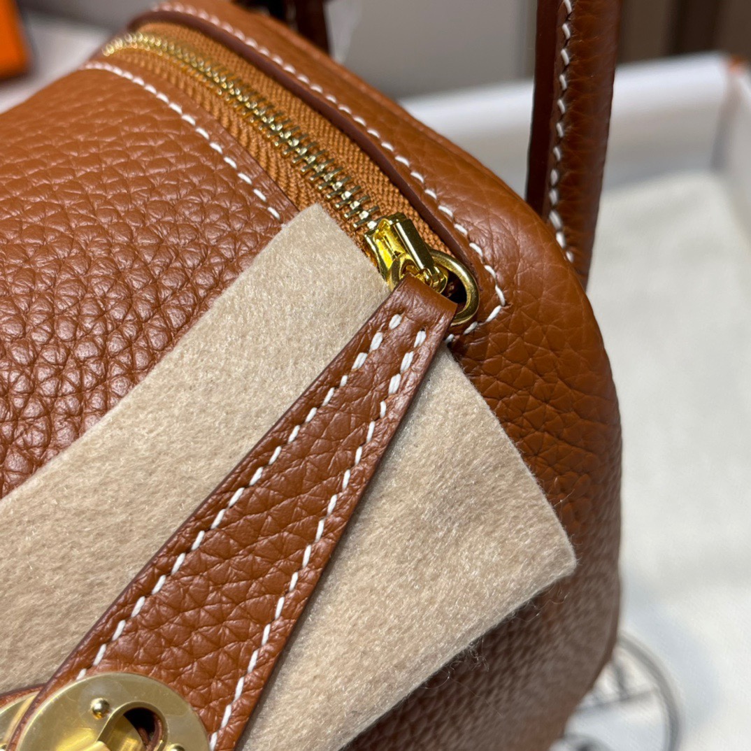 HERMES 爱马仕 Lindy 18cm CK37 金棕色 TOGO 进口蜜蜡线 全手工制作