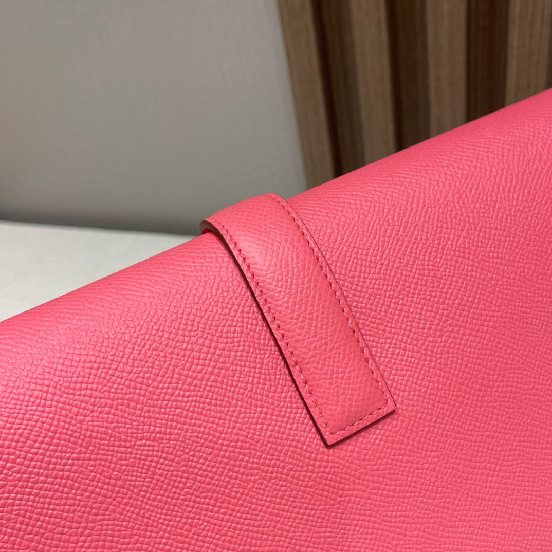 HERMES 爱马仕 Jige Elan 29 Clutch 手拿包 Swift 皮 8W Rose Azalee 杜鹃粉 进口蜜蜡线 全手工制作