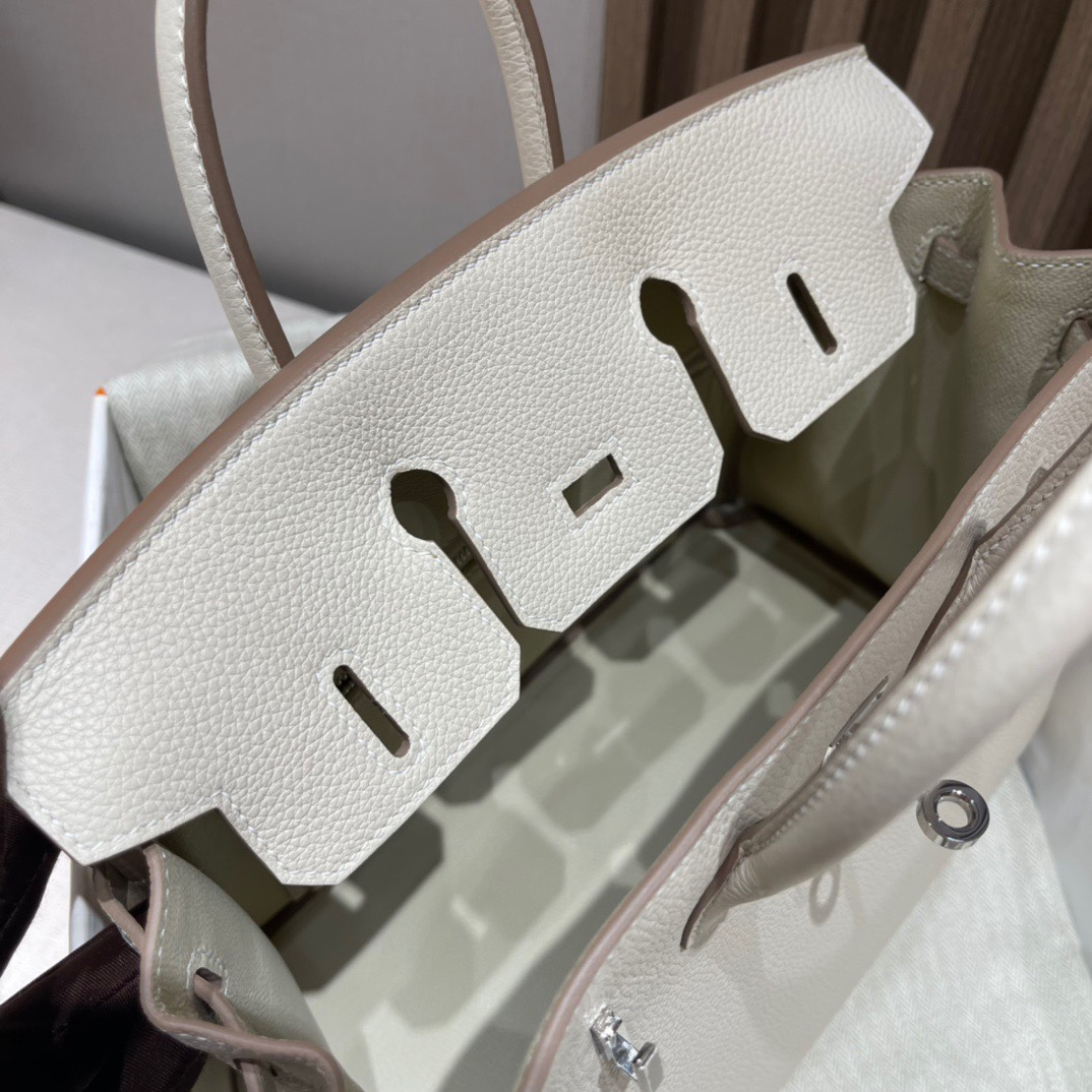 HERMES 爱马仕 Birkin 25cm 10 Craie 奶昔白 进口蜜蜡线 全手工制作 娇娇名品