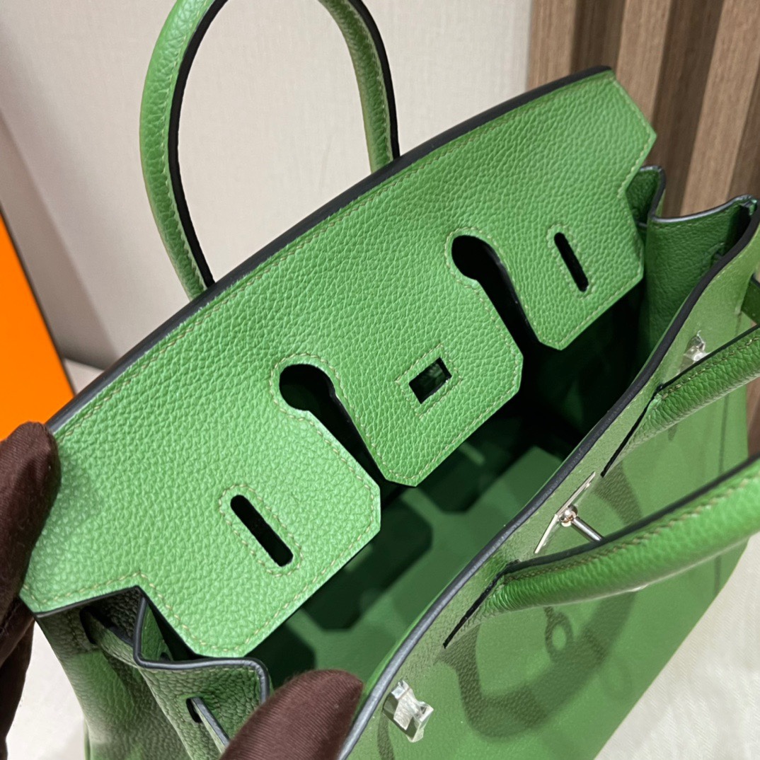 HERMES 爱马仕 Birkin 25cm 1K Bambou竹绿色 进口蜜蜡线 全手工制作 娇娇名品