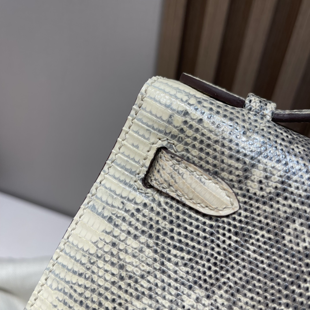 HERMES 爱马仕Mini Kelly 1代 迷你凯莉 1B 雪花色 蜥蜴皮 Birkinx娇娇名品