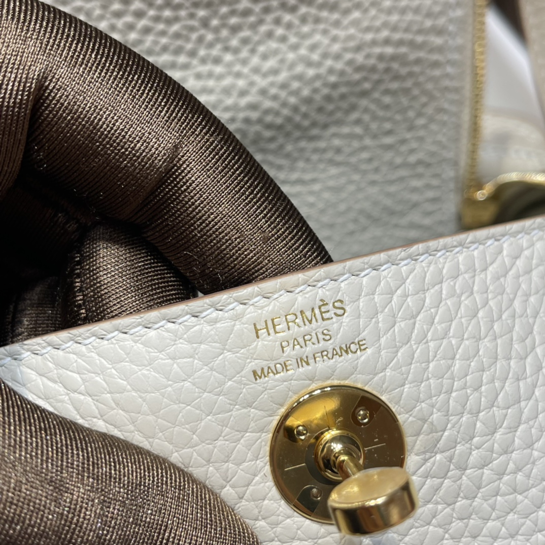 HERMES 爱马仕 Mini Lindy 10 Craie粉笔白 Togo皮 20cm