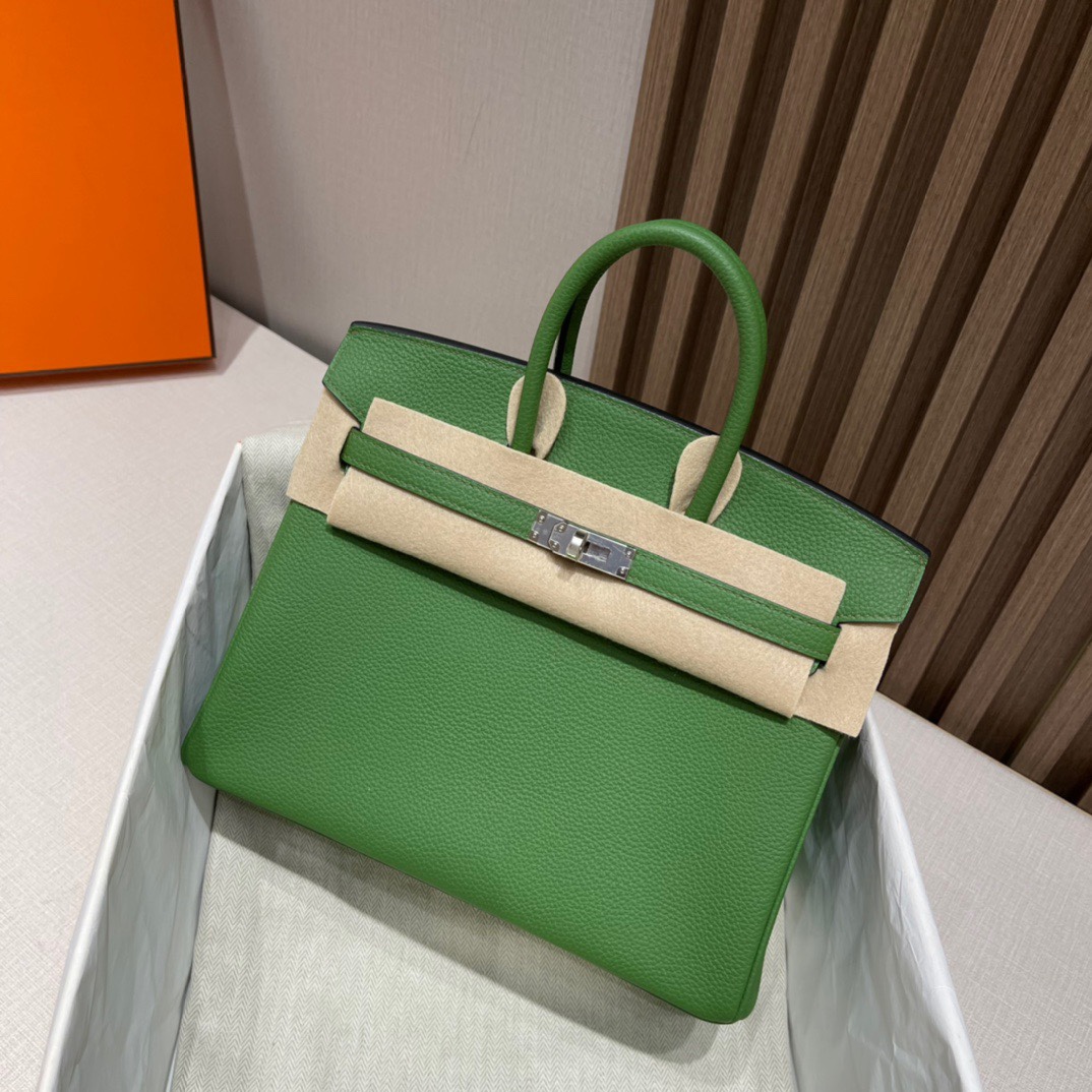 HERMES 爱马仕 Birkin 25cm 1K Bambou竹绿色 进口蜜蜡线 全手工制作 娇娇名品