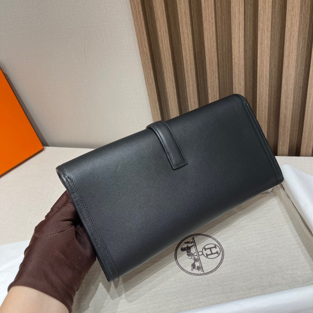 HERMES 爱马仕 Jige Elan 29 Clutch 手拿包 Swift 皮 89 黑色 进口蜜蜡线 全手工制作