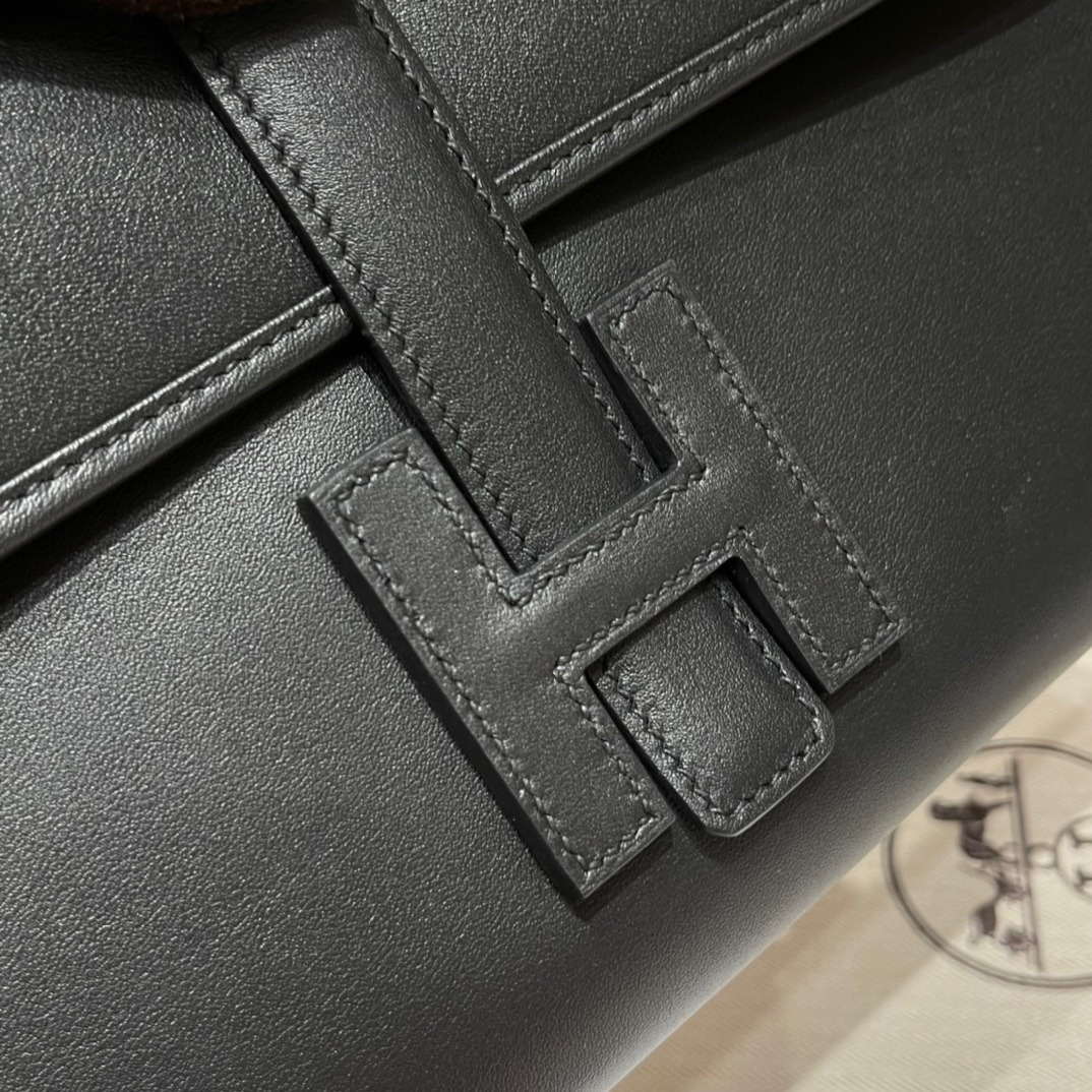 HERMES 爱马仕 Jige Elan 29 Clutch 手拿包 Swift 皮 89 黑色 进口蜜蜡线 全手工制作