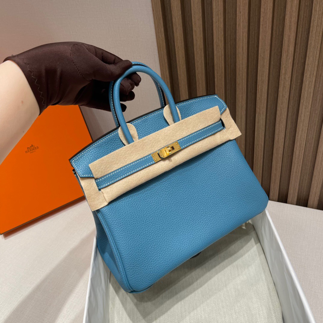 HERMES 爱马仕 Birkin 25cm 75 Blue Jean牛仔蓝 进口蜜蜡线 全手工制作 娇娇名品