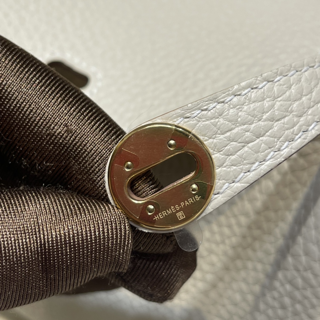 HERMES 爱马仕 Mini Lindy 10 Craie粉笔白 Togo皮 20cm
