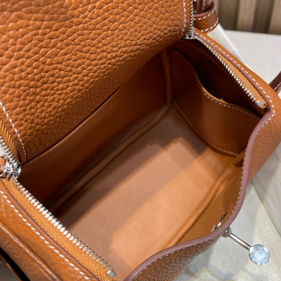 HERMES 爱马仕 Lindy 18cm CK37 金棕色 TOGO 进口蜜蜡线 全手工制作