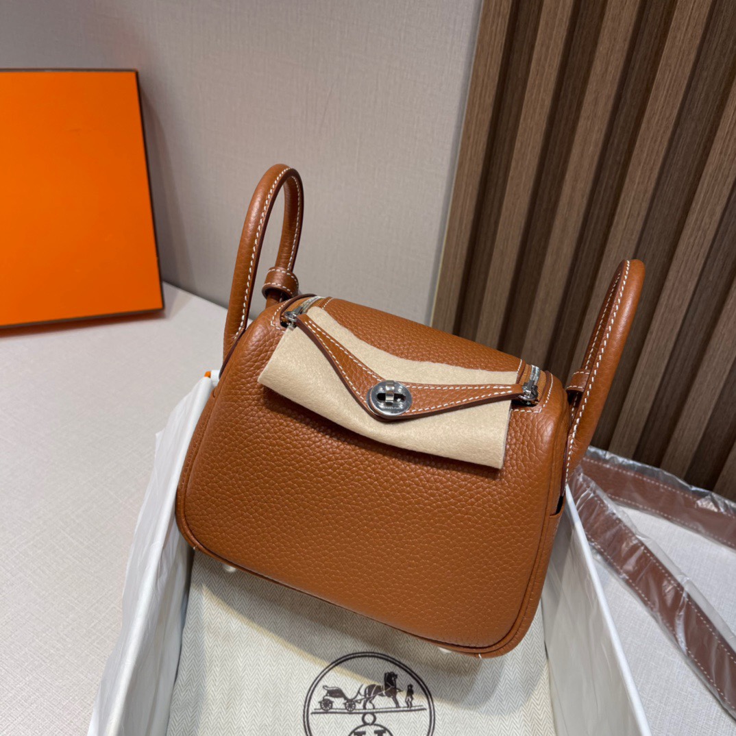 HERMES 爱马仕 Lindy 18cm CK37 金棕色 TOGO 进口蜜蜡线 全手工制作