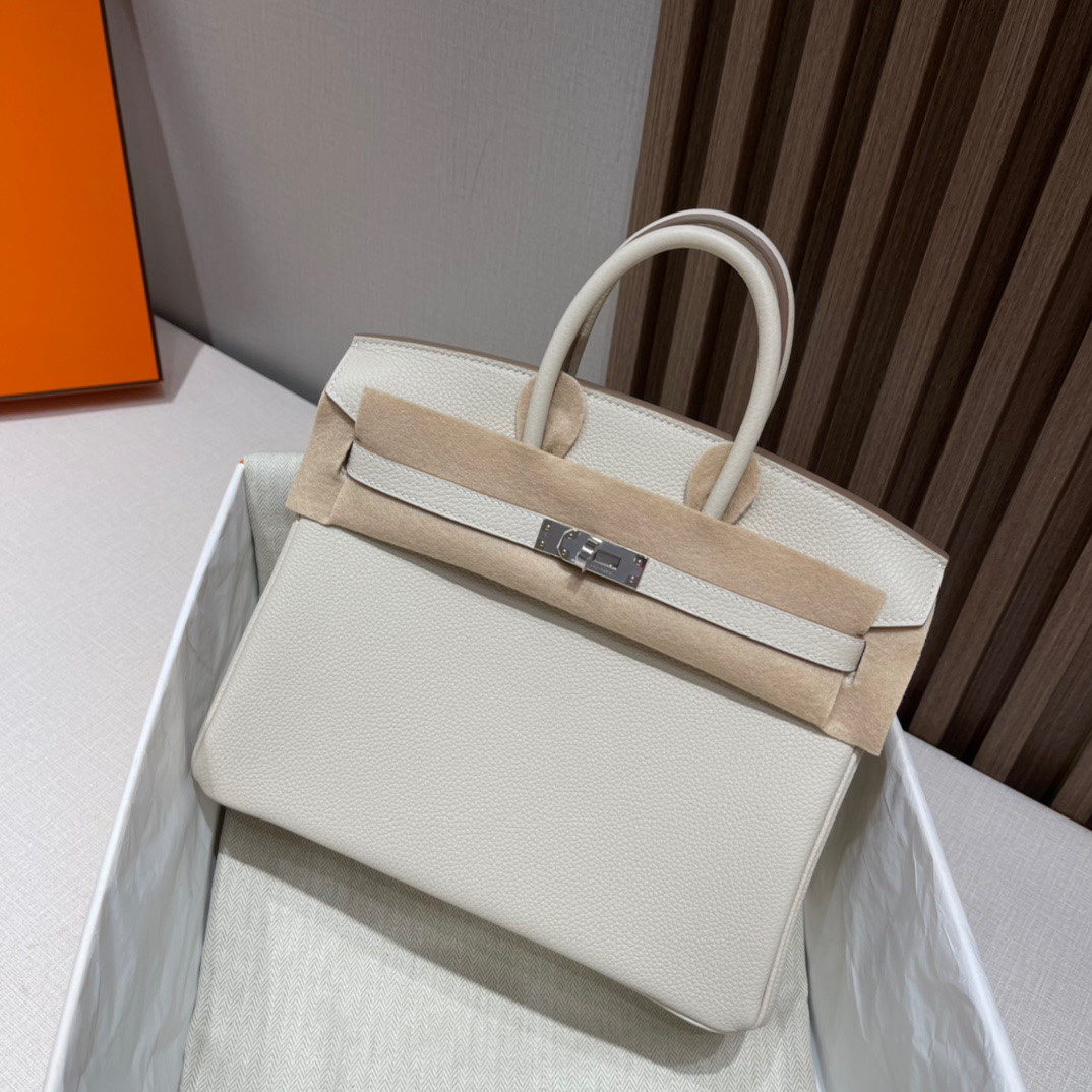 HERMES 爱马仕 Birkin 25cm 10 Craie 奶昔白 进口蜜蜡线 全手工制作 娇娇名品