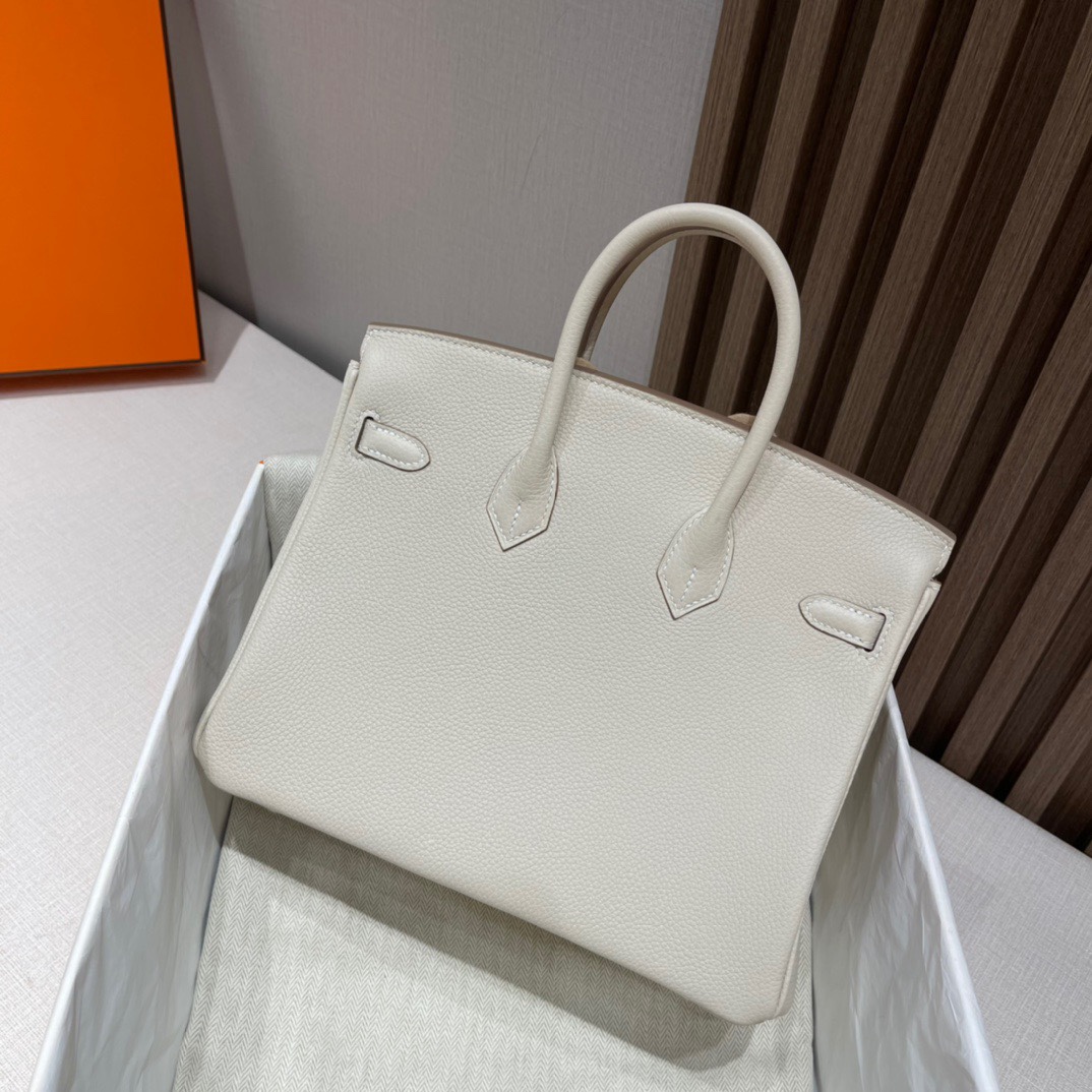 HERMES 爱马仕 Birkin 25cm 10 Craie 奶昔白 进口蜜蜡线 全手工制作 娇娇名品