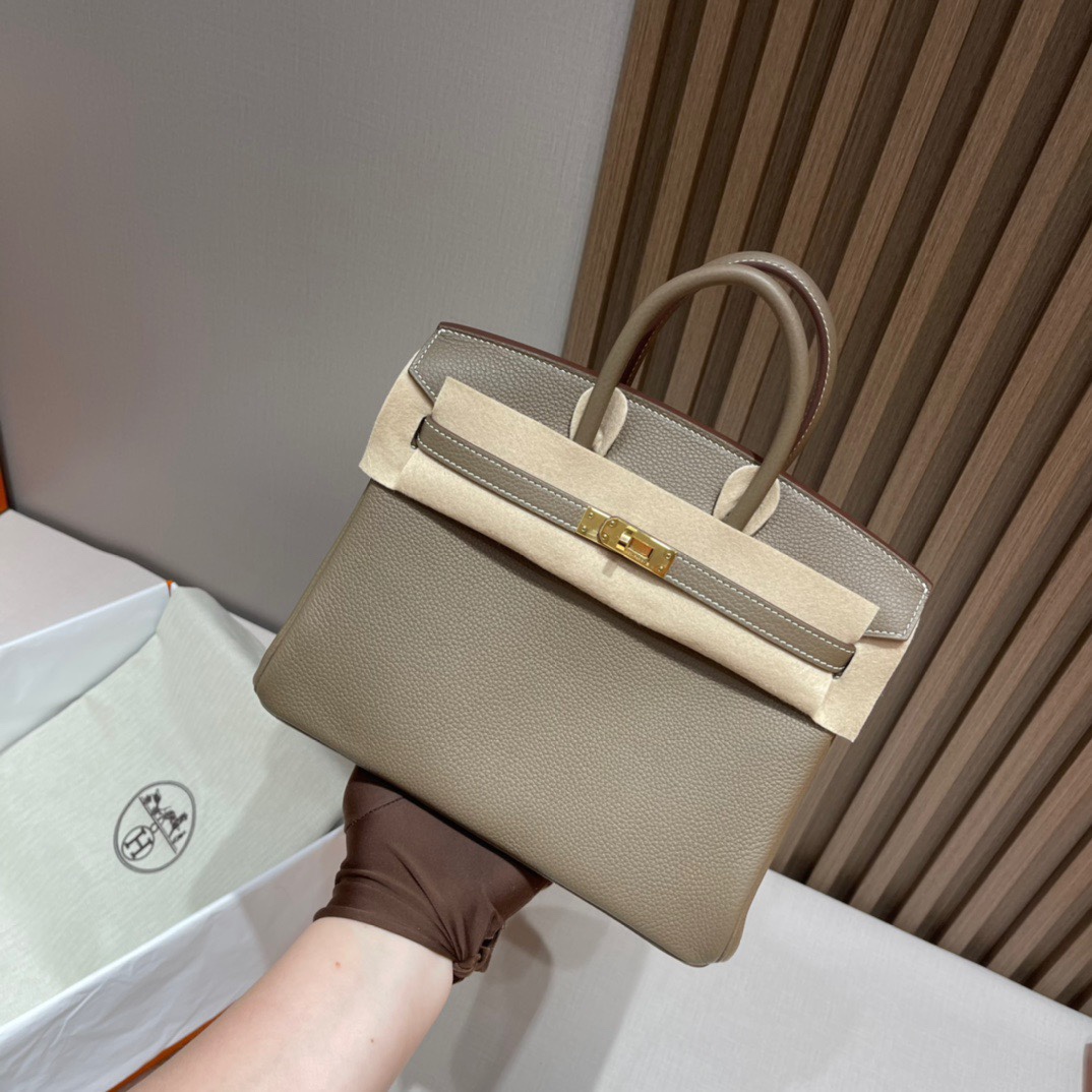 HERMES 爱马仕 Birkin 25cm 8C Gri Elephant 大象灰 进口蜜蜡线 全手工制作 娇娇名品