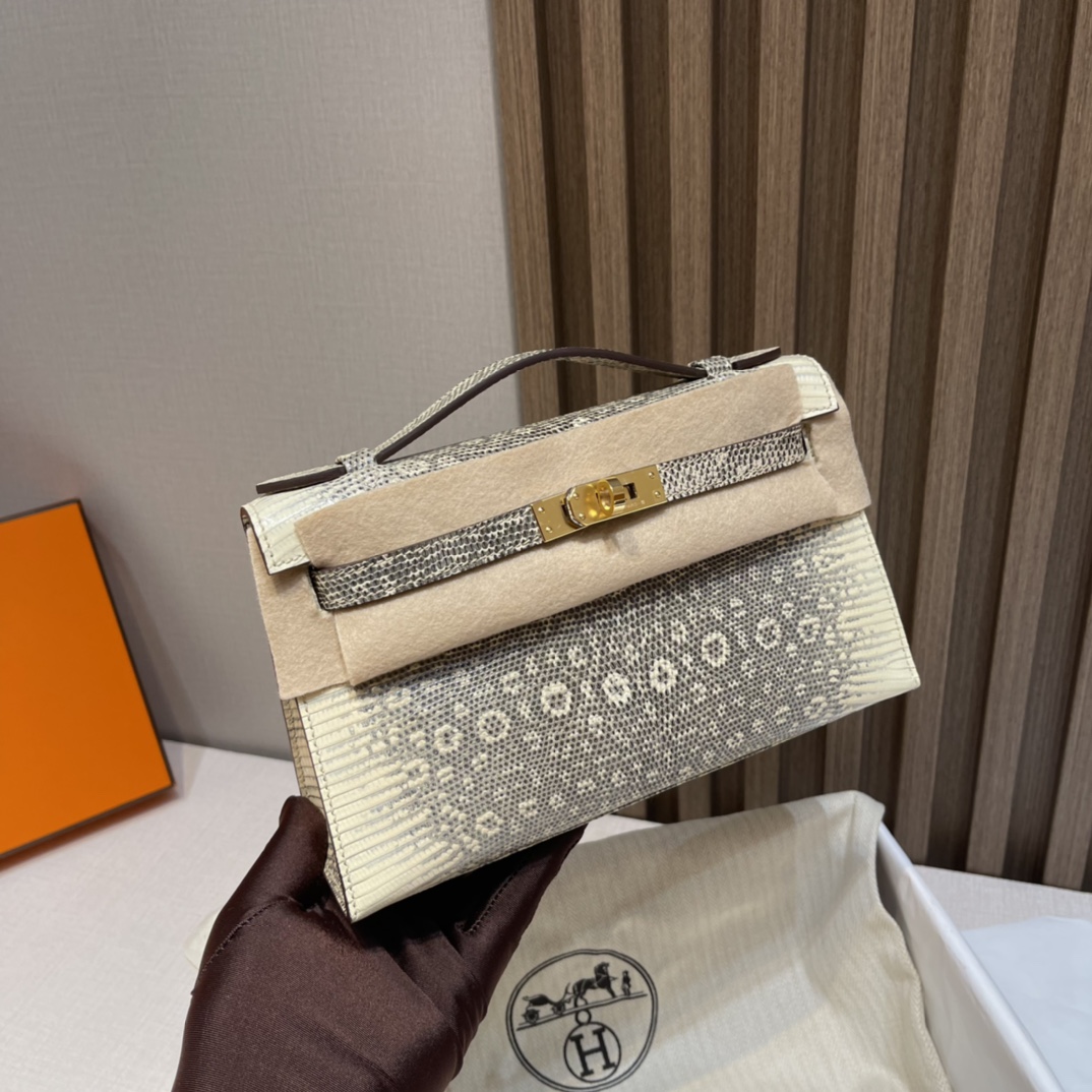 HERMES 爱马仕Mini Kelly 1代 迷你凯莉 1B 雪花色 蜥蜴皮 Birkinx娇娇名品