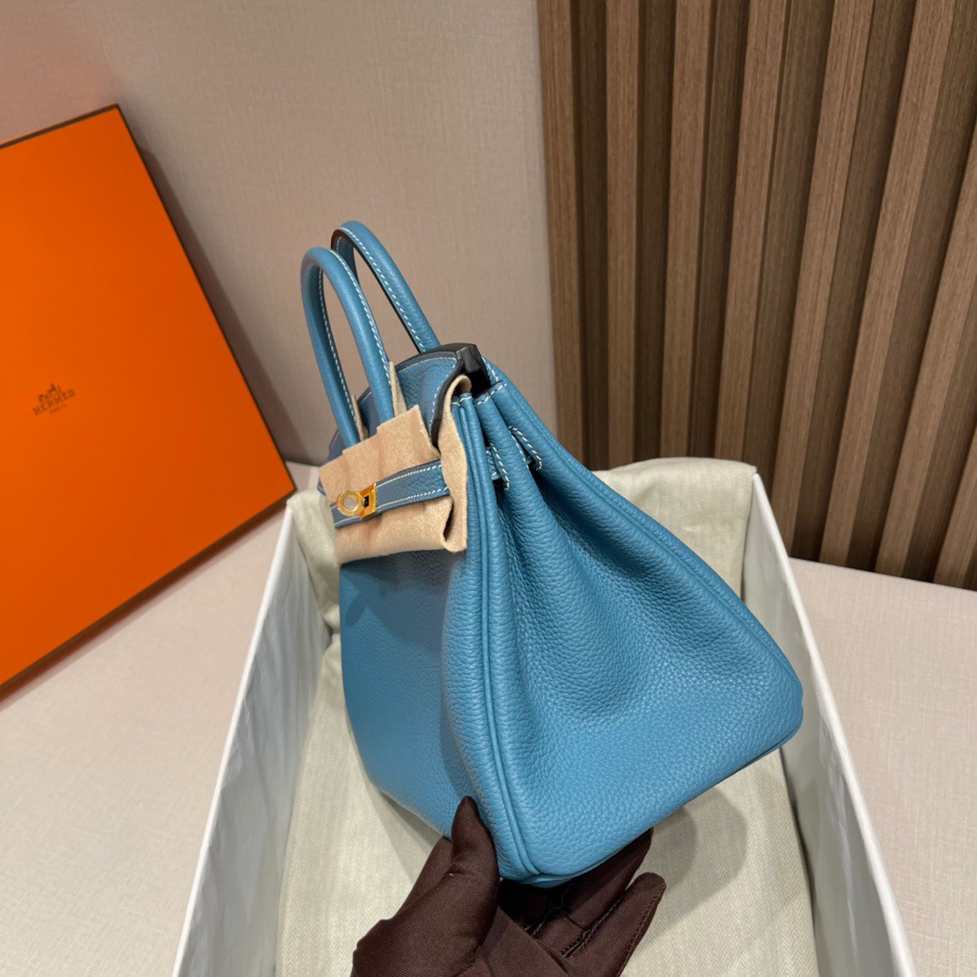 HERMES 爱马仕 Birkin 25cm 75 Blue Jean牛仔蓝 进口蜜蜡线 全手工制作 娇娇名品