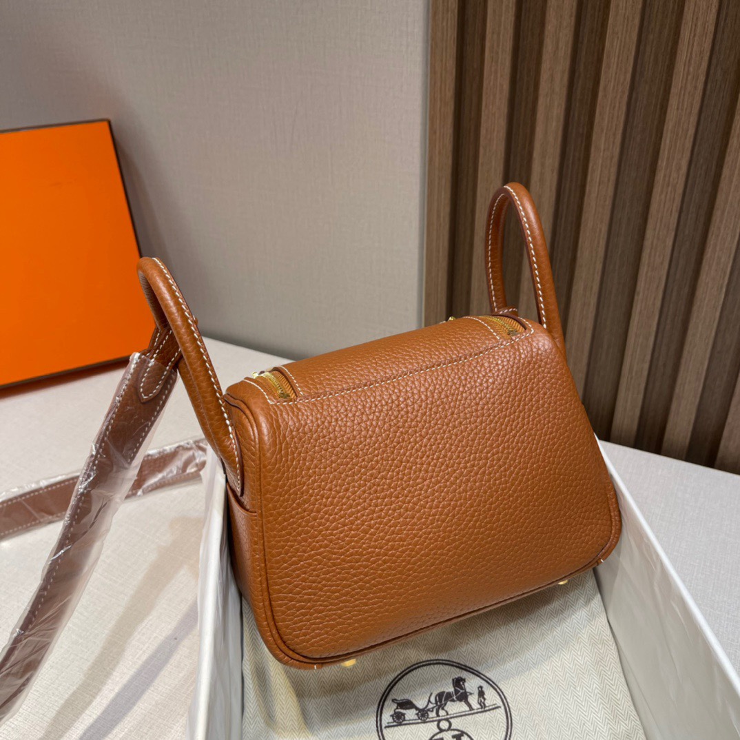 HERMES 爱马仕 Lindy 18cm CK37 金棕色 TOGO 进口蜜蜡线 全手工制作