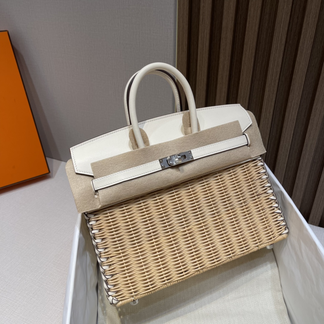 HERMES 爱马仕 Birkin Picnic 野餐包 限量版  i2 奶油白Nata 高级感拉满 口蜜蜡线 全手工制作