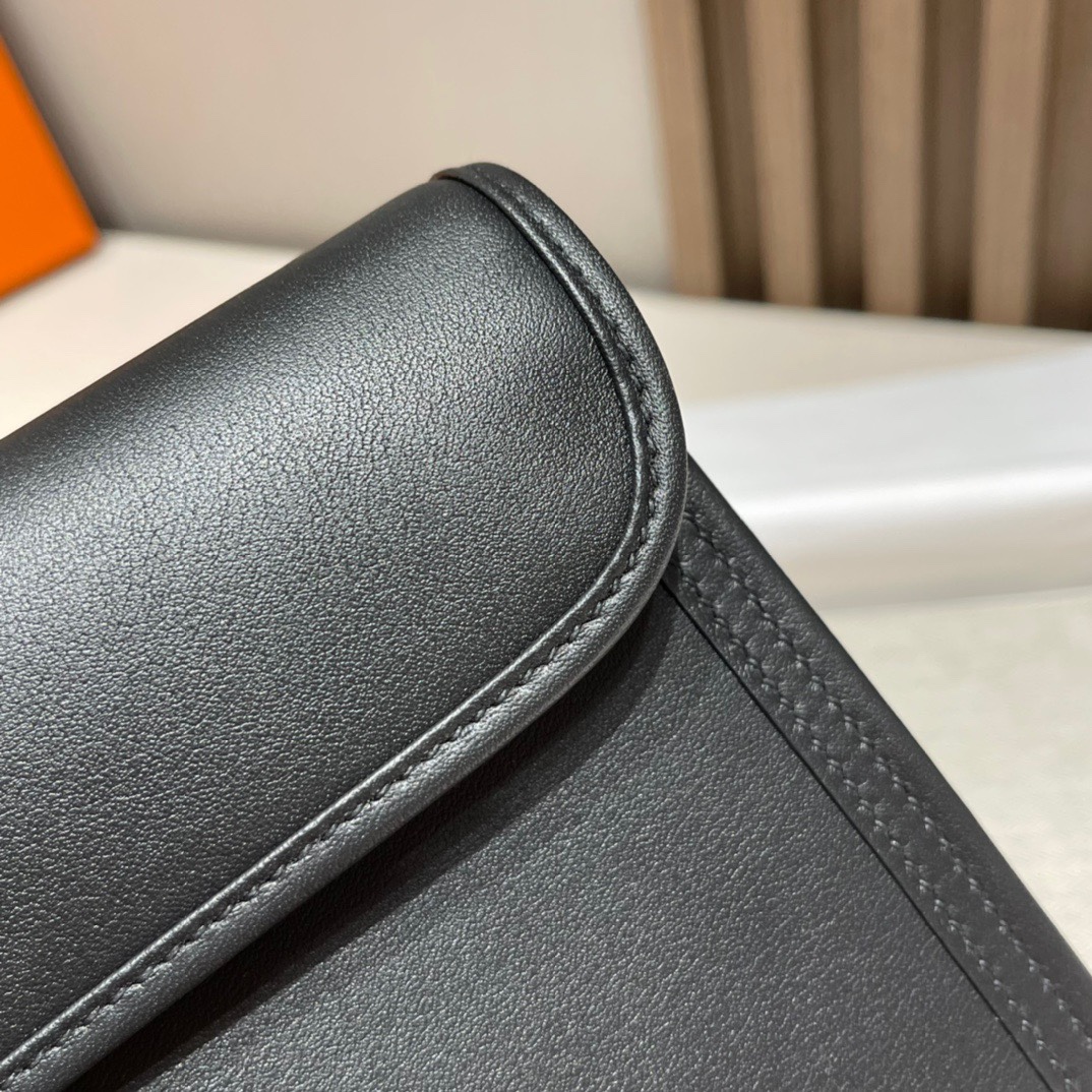 HERMES 爱马仕 Jige Elan 29 Clutch 手拿包 Swift 皮 89 黑色 进口蜜蜡线 全手工制作