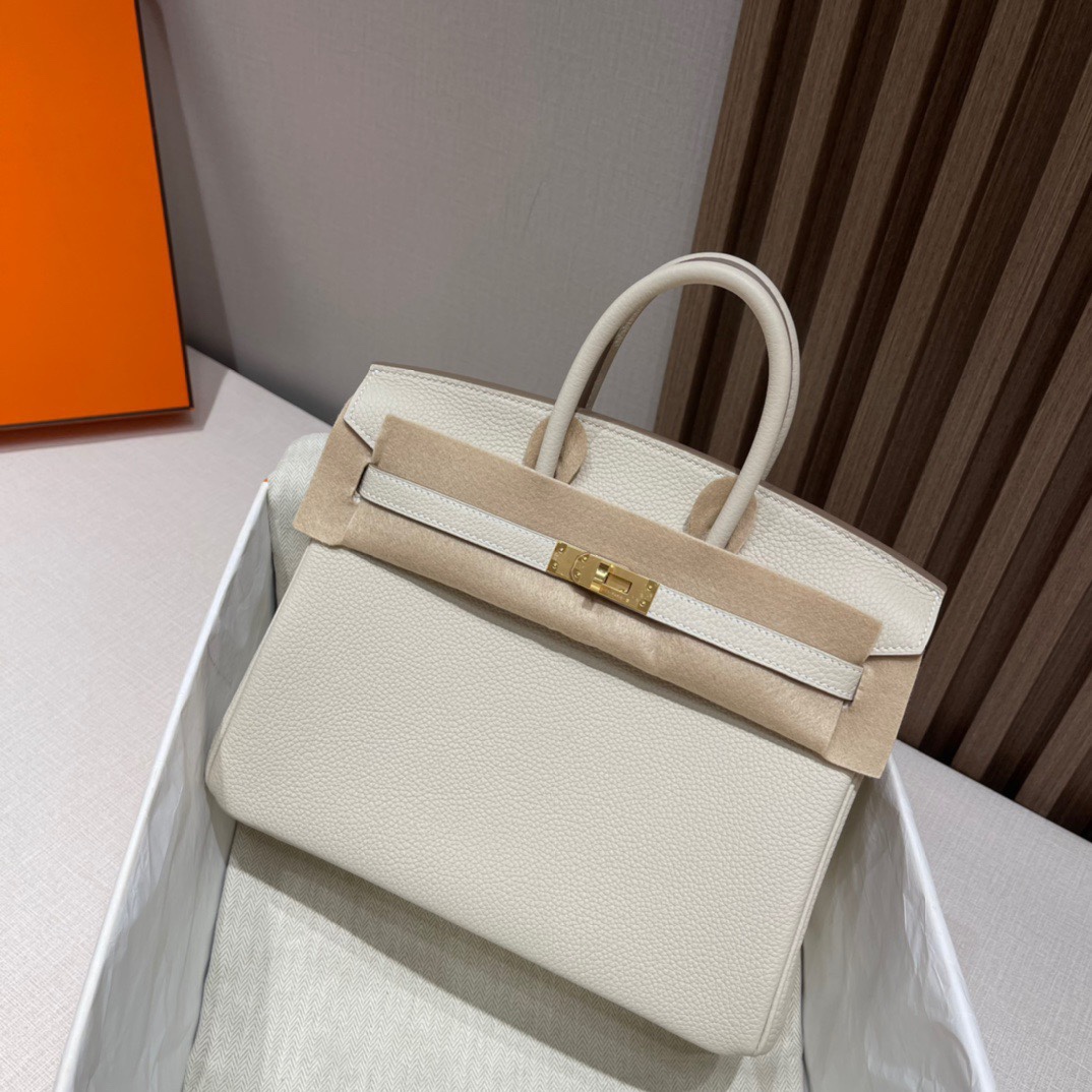 HERMES 爱马仕 Birkin 25cm 10 Craie 奶昔白 进口蜜蜡线 全手工制作 娇娇名品