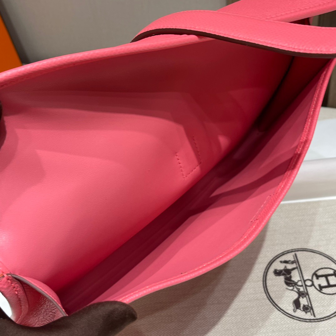 HERMES 爱马仕 Jige Elan 29 Clutch 手拿包 Swift 皮 8W Rose Azalee 杜鹃粉 进口蜜蜡线 全手工制作