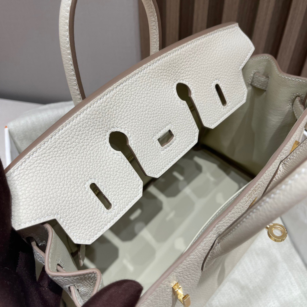 HERMES 爱马仕 Birkin 25cm 10 Craie 奶昔白 进口蜜蜡线 全手工制作 娇娇名品