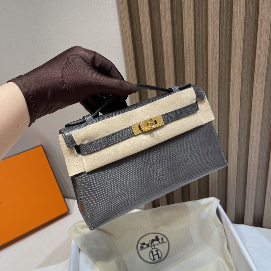 HERMES 爱马仕Mini Kelly 1代 迷你凯莉 81 Gris Tourterelle 斑鸠灰 蜥蜴皮 Birkinx娇娇名品