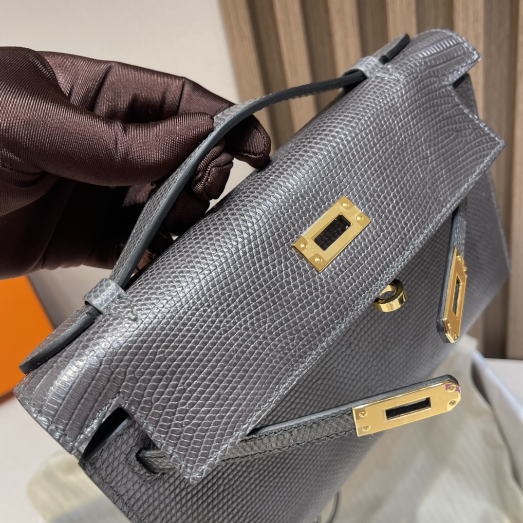 HERMES 爱马仕Mini Kelly 1代 迷你凯莉 81 Gris Tourterelle 斑鸠灰 蜥蜴皮 Birkinx娇娇名品