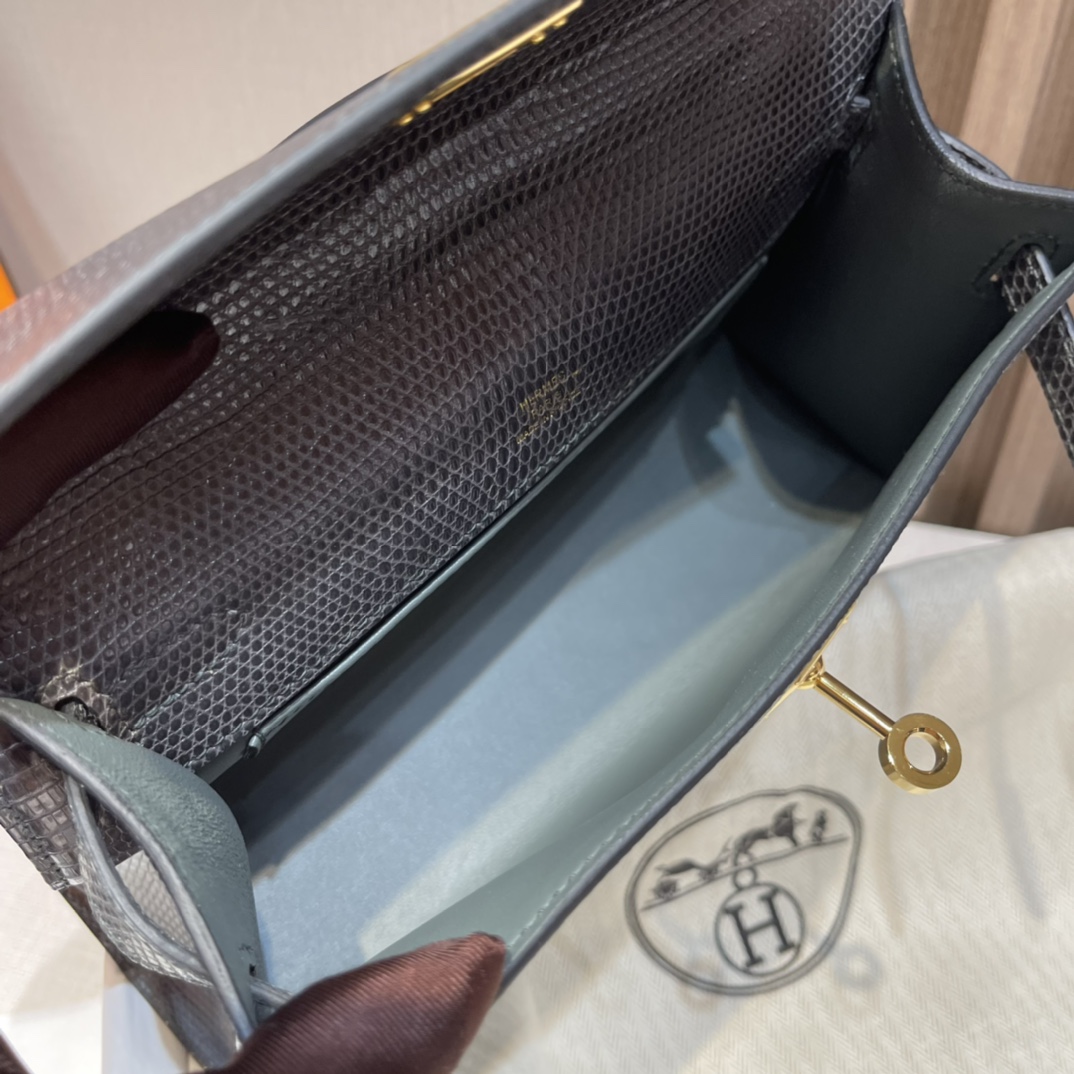 HERMES 爱马仕Mini Kelly 1代 迷你凯莉 81 Gris Tourterelle 斑鸠灰 蜥蜴皮 Birkinx娇娇名品