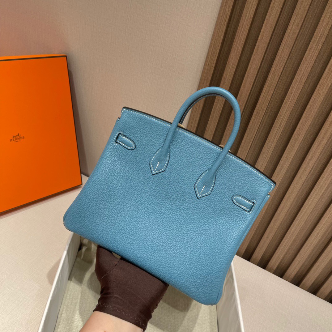 HERMES 爱马仕 Birkin 25cm 75 Blue Jean牛仔蓝 进口蜜蜡线 全手工制作 娇娇名品