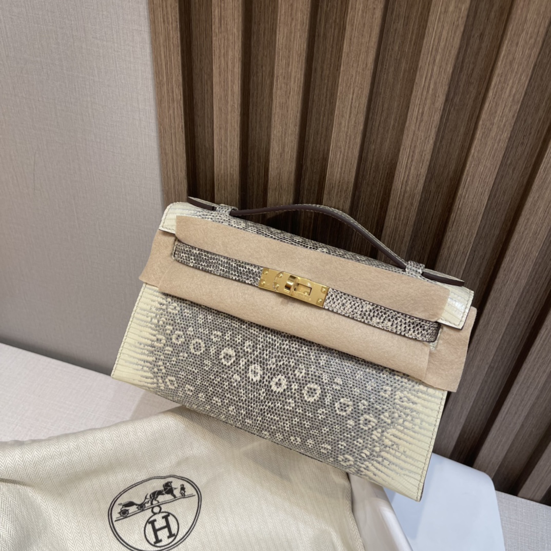 HERMES 爱马仕Mini Kelly 1代 迷你凯莉 1B 雪花色 蜥蜴皮 Birkinx娇娇名品