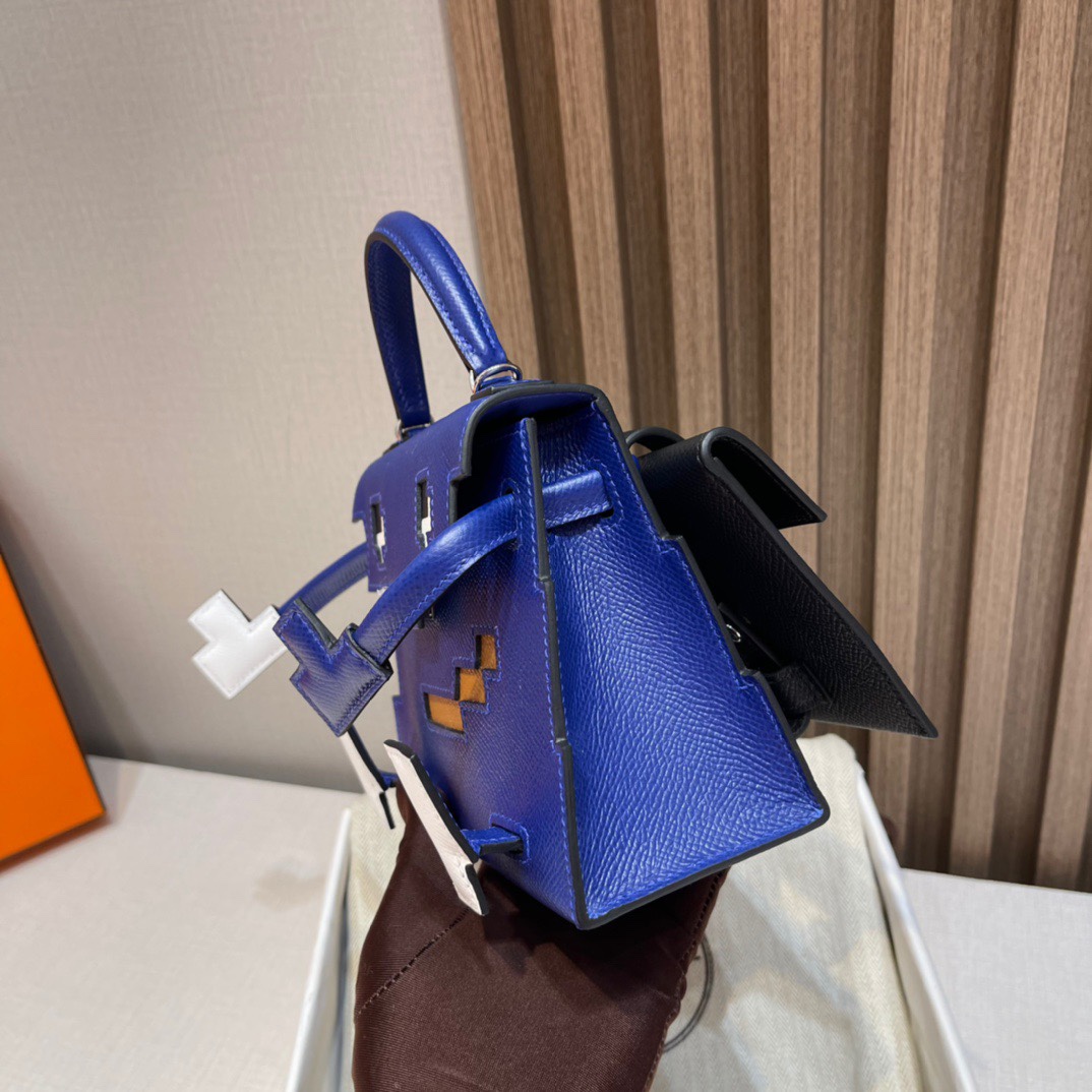 HERMES 爱马仕 Kelly dole picto 马赛克娃娃包 可爱到极致 Kelly doll 7T Bleu electrique皇家蓝 全手工制作