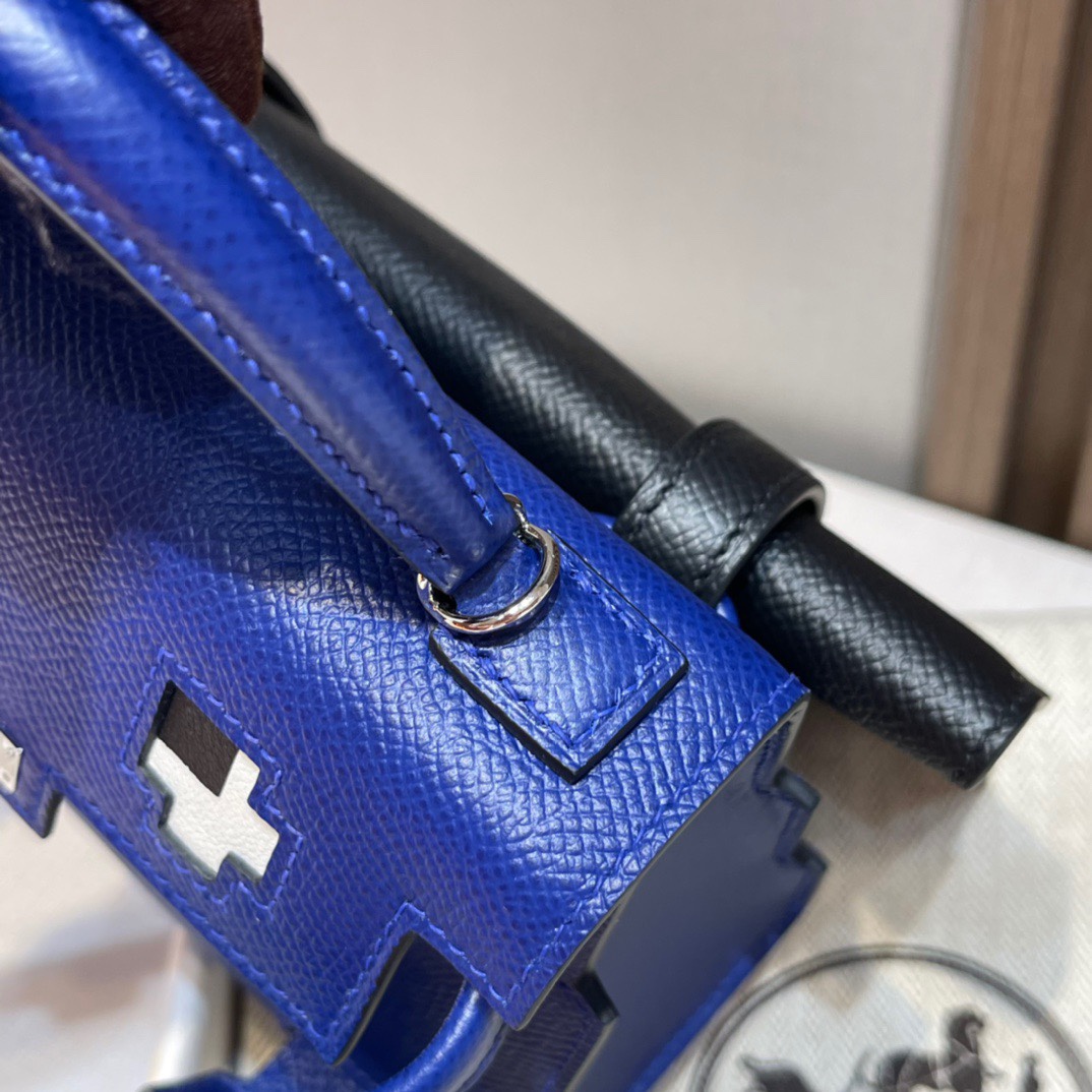 HERMES 爱马仕 Kelly dole picto 马赛克娃娃包 可爱到极致 Kelly doll 7T Bleu electrique皇家蓝 全手工制作