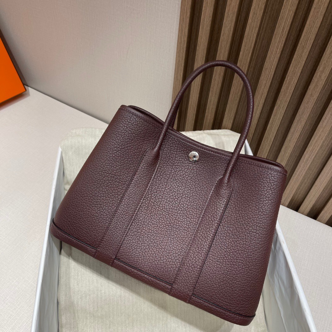 HERMES 爱马仕 Garden Party 30cm Negonda皮 0G 马鞍红Rouge Sellier 耐看的红色 妈咪包通勤包 全手工制作