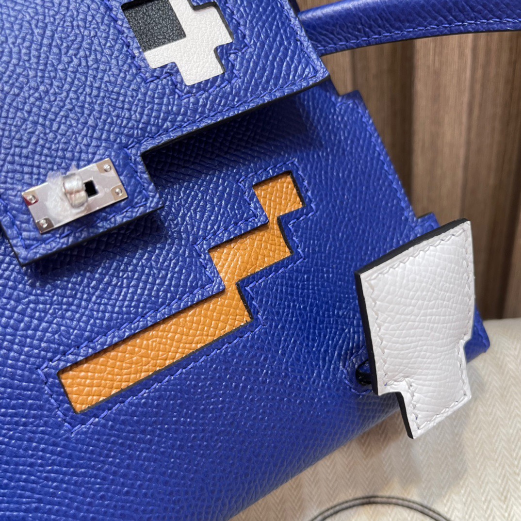 HERMES 爱马仕 Kelly dole picto 马赛克娃娃包 可爱到极致 Kelly doll 7T Bleu electrique皇家蓝 全手工制作