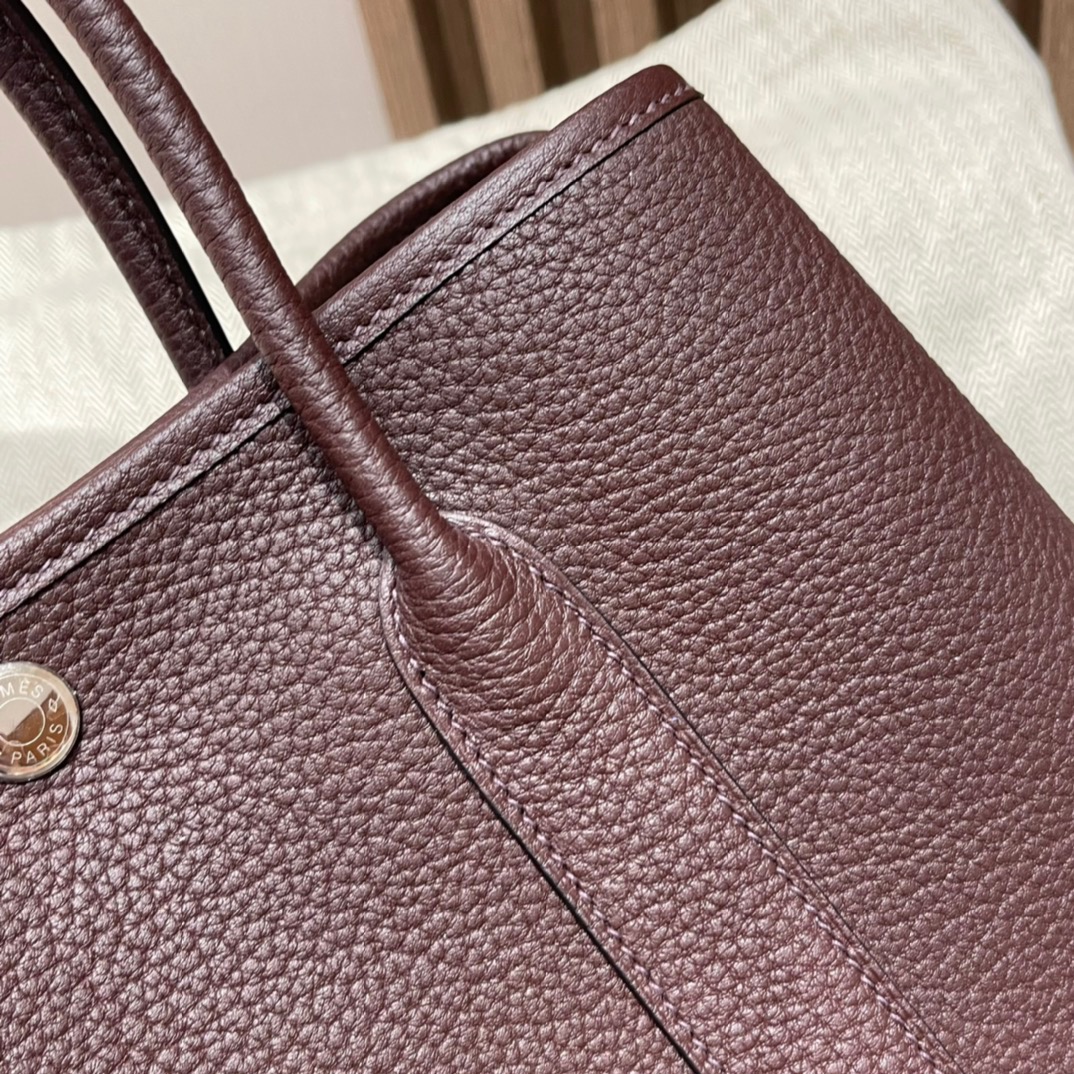 HERMES 爱马仕 Garden Party 30cm Negonda皮 0G 马鞍红Rouge Sellier 耐看的红色 妈咪包通勤包 全手工制作