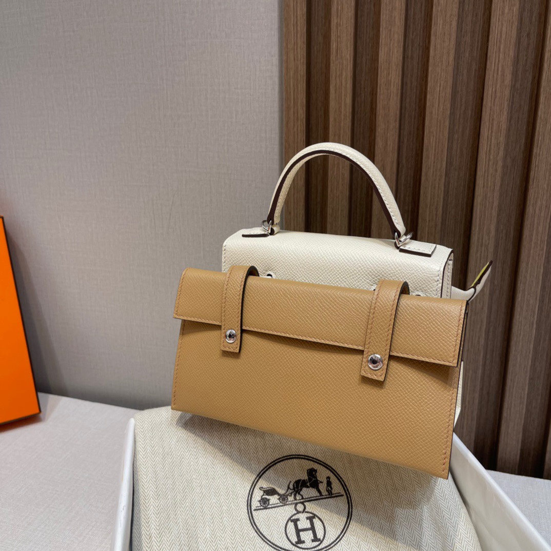 HERMES 爱马仕 Kelly dole picto 马赛克娃娃包 可爱到极致 Kelly doll 10 Craie 奶昔白 全手工制作