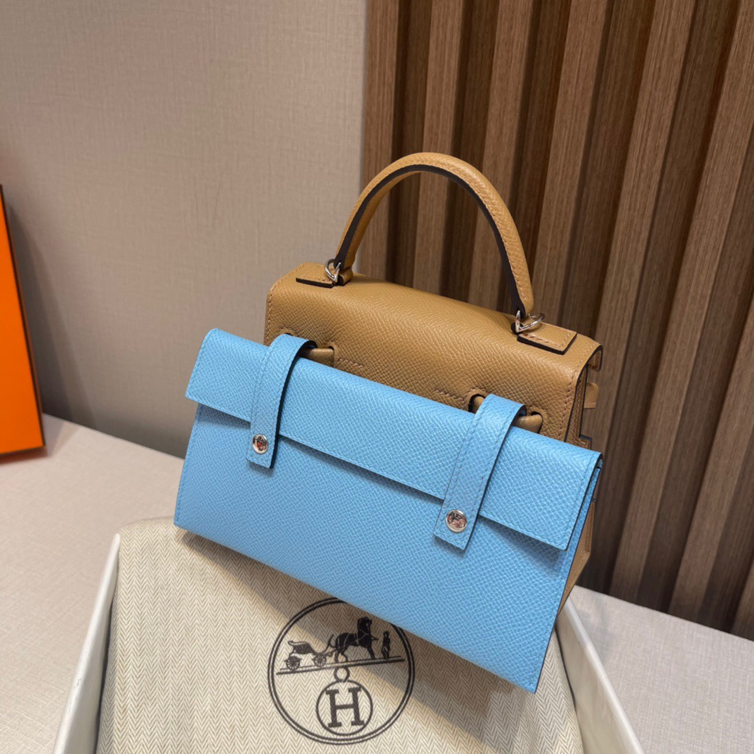HERMES 爱马仕 Kelly dole picto 马赛克娃娃包 可爱到极致 Kelly doll 2S Sesame芝麻色 全手工制作